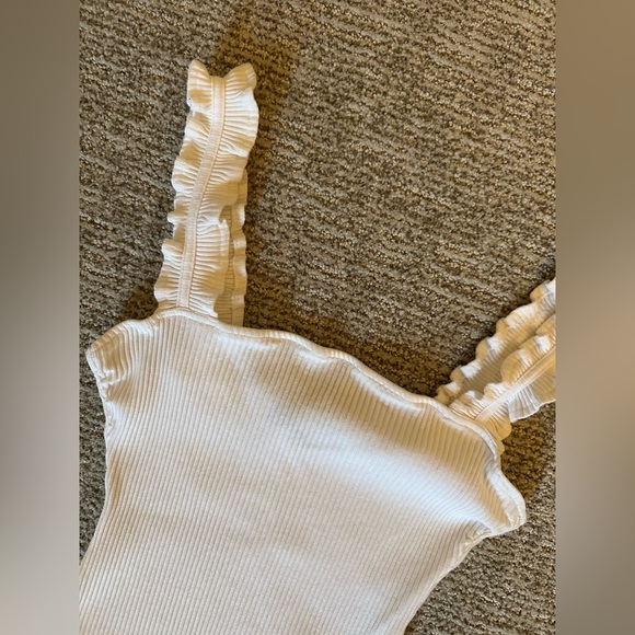 LULUS Ribbed Ruffle Strap Bodysuit - Picture 2 of 4